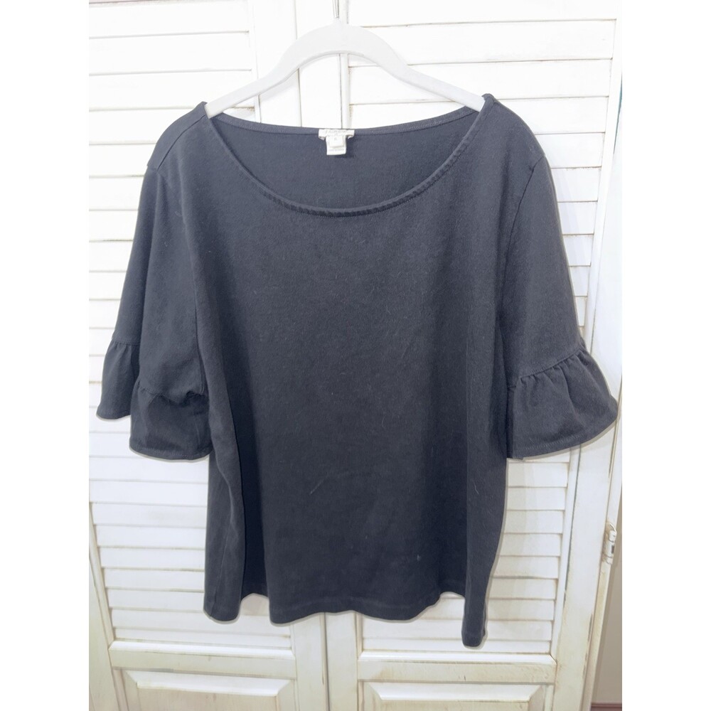 J. Crew Short Sleeve Flared Sleeve Top in Black Women's size XL